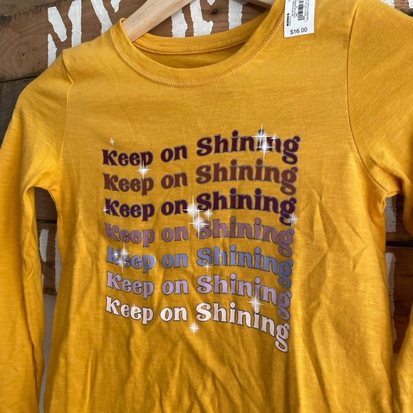 Girls Gold Yellow Keep Shining Long Sleeve Tee - Picture 5 of 6